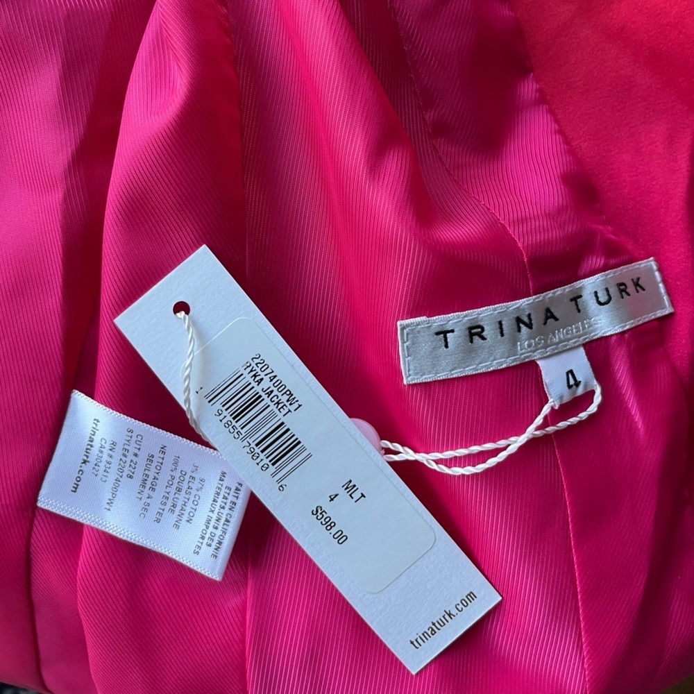 🆕 Trina Turk Women's Pink Ombre Blazer Size 4 Double-Button Tailored - Picture 9 of 16
